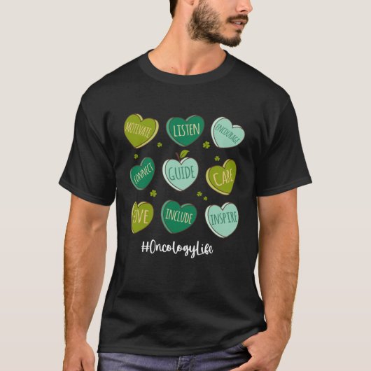 Retro Hearts Oncology Nurse Life  St Patrick s Day T-shirt (Voorkant)