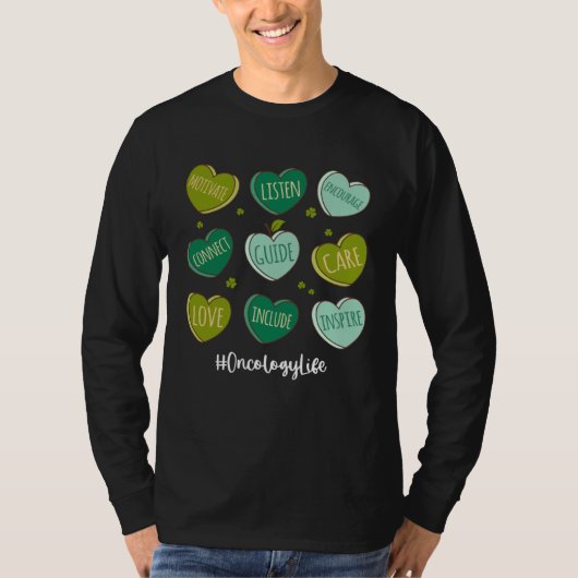 Retro Hearts Oncology Nurse Life  St Patrick s Day T-shirt (Voorkant)