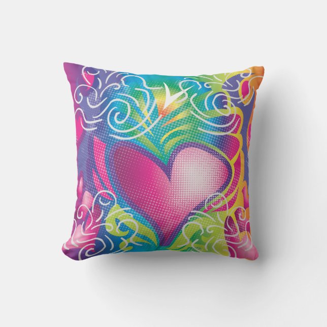 Retro Hearts Pillow Kussen (Voorkant)