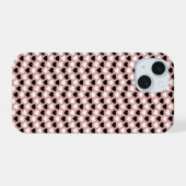 Retro Hearts Pink Black & White iPhone 15 Case (Achterkant horizontaal)