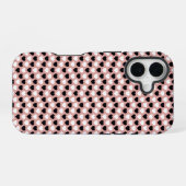 Retro Hearts Pink Black & White iPhone 16 Hoesje (Achterkant horizontaal)