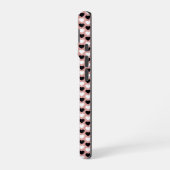 Retro Hearts Pink Black & White iPhone 16 Hoesje (Linkerkant)