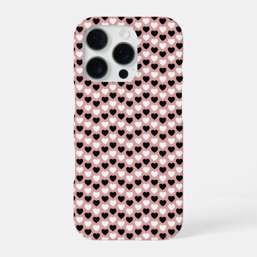 Retro Hearts Pink Black & White iPhone Hoesje (Achterkant)