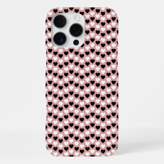 Retro Hearts Pink Black & White iPhone Hoesje (Achterkant)
