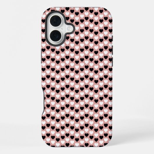 Retro Hearts Pink Black & White iPhone Hoesje (Achterkant)