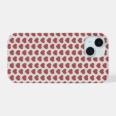 Retro Hearts Pink Burgundy Y2K Style iPhone 15 Case (Achterkant horizontaal)