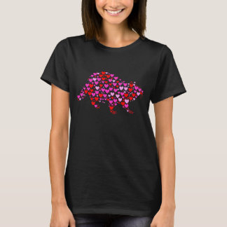Retro Hearts Raccoon Animals, met kerstmis Va T-shirt