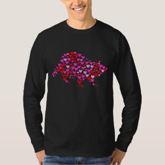 Retro Hearts Raccoon Animals, met kerstmis Va T-shirt