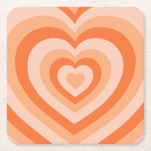 Retro Hearts Sinaasappel Kartonnen Onderzetters (Voorkant)