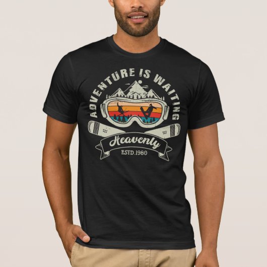 Retro Heavenly Ski Avontuur wacht T-shirt (Voorkant)