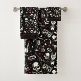 Retro Heavy Metal Pattern Bad Handdoek