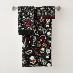 Retro Heavy Metal Pattern Bad Handdoek