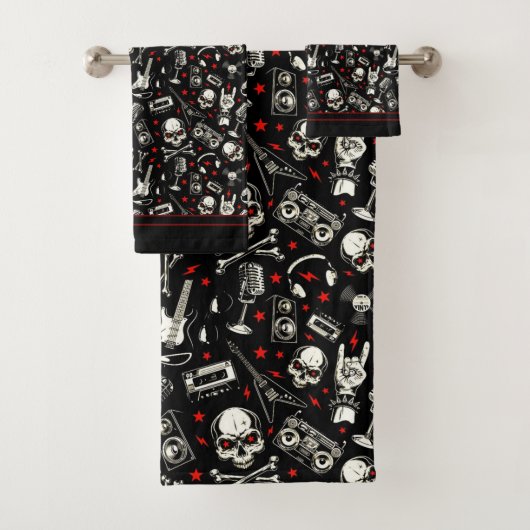 Retro Heavy Metal Pattern Bad Handdoek (Insitu)