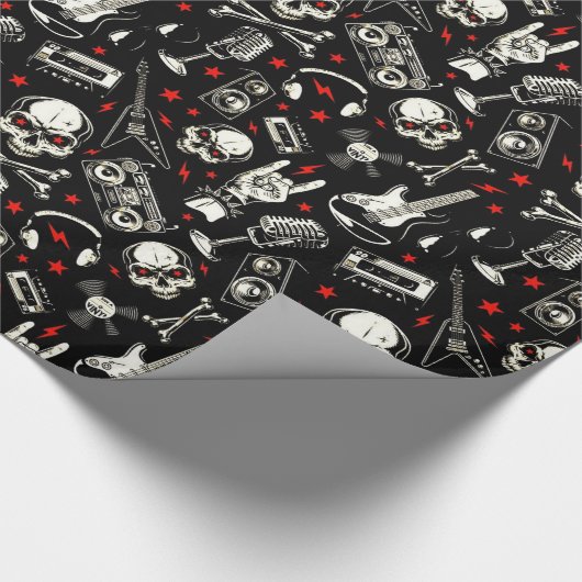 Retro Heavy Metal Pattern Cadeaupapier (Hoek)