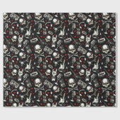 Retro Heavy Metal Pattern Cadeaupapier (Vlak)