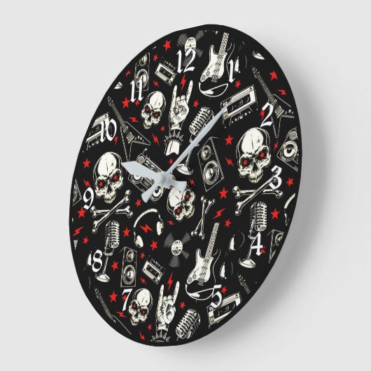Retro Heavy Metal Pattern Grote Klok (Hoek)