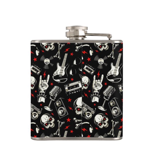 Retro Heavy Metal Pattern Heupfles (Achterkant)