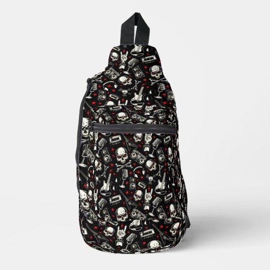 Retro Heavy Metal Pattern Sling Bag (Voorkant)