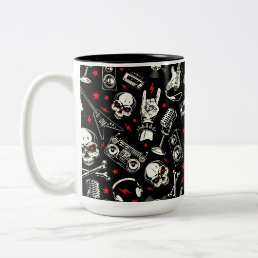 Retro Heavy Metal Pattern Tweekleurige Koffiemok (Links)
