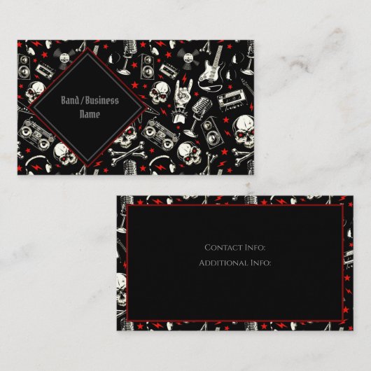 Retro Heavy Metal Pattern Visitekaartje (Voorkant / Achterkant)