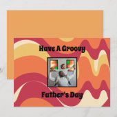 Retro "Heb een Groovy Vaderdag" Familiefoto Feestdagenkaart (Voorkant / Achterkant)
