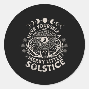 Retro heb jezelf een vrolijk beetje Solstice Yule Ronde Sticker