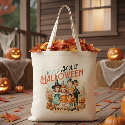  retro hebben een jolly halloween tote bag