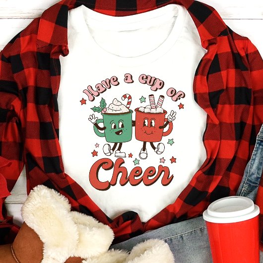 Retro Hebben een kopje Cheer Christmas Cacao Tri-Blend Shirt