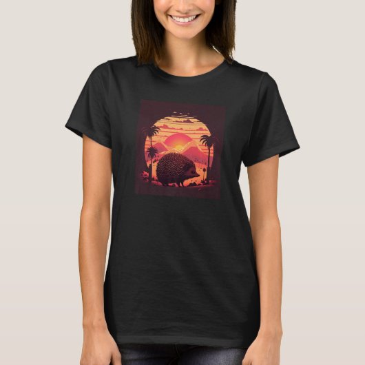  Retro Hedégel Sunset Mountains T-shirt (Voorkant)