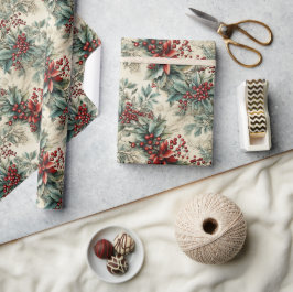 Retro , hedendaagse kersthulst cadeaupapier
