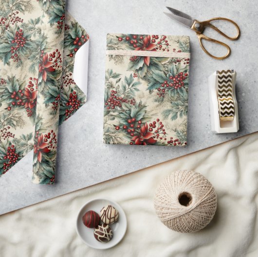 Retro , hedendaagse kersthulst cadeaupapier (Crafts)