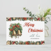 Retro , hedendaagse kerstklokken feestdagenkaart (Staand voorkant)