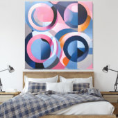 Retro Hedendaagse kunst in subtiele tinten roze bl Canvas Afdruk (Insitu (Slaapkamer))