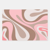 Retro Hedendaagse Mocha Bruine en Roze Patronen Inpakpapier Vel (Voorkant 3)