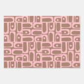 Retro Hedendaagse Mocha Bruine en Roze Patronen Inpakpapier Vel (Voorkant 3)