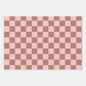 Retro Hedendaagse Mocha Bruine en Roze Patronen Inpakpapier Vel (Voorkant)