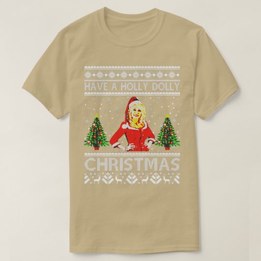 Retro heeft een Holly Dolly KerstLove Parton Mus T-shirt (Design voorkant)