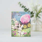 Retro heeft veel plezier op paasbunnies briefkaart (Staand voorkant)