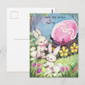 Retro heeft veel plezier op paasbunnies briefkaart (Voorkant / Achterkant)