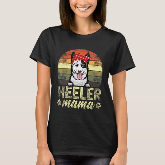 Retro Heeler Mama Australisch Rundvee Hond Mam T-shirt (Voorkant)