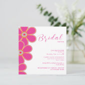 Retro Heet Roze Bloemen Vierkant Vrijgezellenfeest Kaart (Staand voorkant)