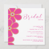 Retro Heet Roze Bloemen Vierkant Vrijgezellenfeest Kaart (Voorkant)