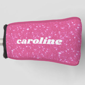 Retro Heet Roze Glitter Glans Gepersonaliseerde Na Golfheadcover
