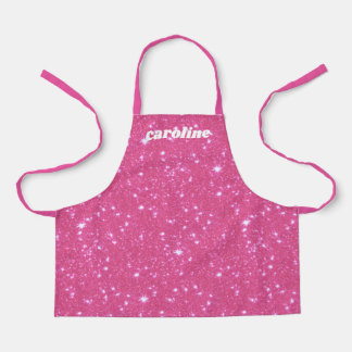 Retro Heet Roze Glitter Glans Gepersonaliseerde Na Schort