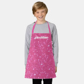 Retro Heet Roze Glitter Glans Gepersonaliseerde Na Schort (Gedragen)