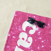 Retro Heet Roze Glitter Glans Gepersonaliseerde Na Strandlaken (In situ)