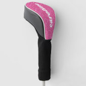 Retro Heet Roze Glitter Glans y2k Gepersonaliseerd Golfheadcover (Schuin)