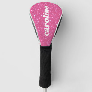 Retro Heet Roze Glitter Glans y2k Gepersonaliseerd Golfheadcover