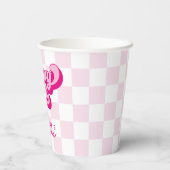 Retro Heet Roze Groovy Eén Schaker Papieren Bekers (Achterkant)