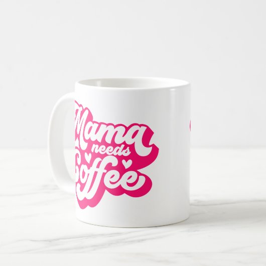 Retro Heet Roze Mama Heeft Koffie Vermoeide Mama Koffiemok (Voorkant links)